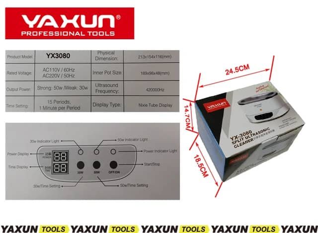 YAXUN YX3080 Digital Detachable Ultrasonic Cleaner 30W/50W Jewelry PCB Watches Dental Ultrasound UltrasonicCleaner Bath