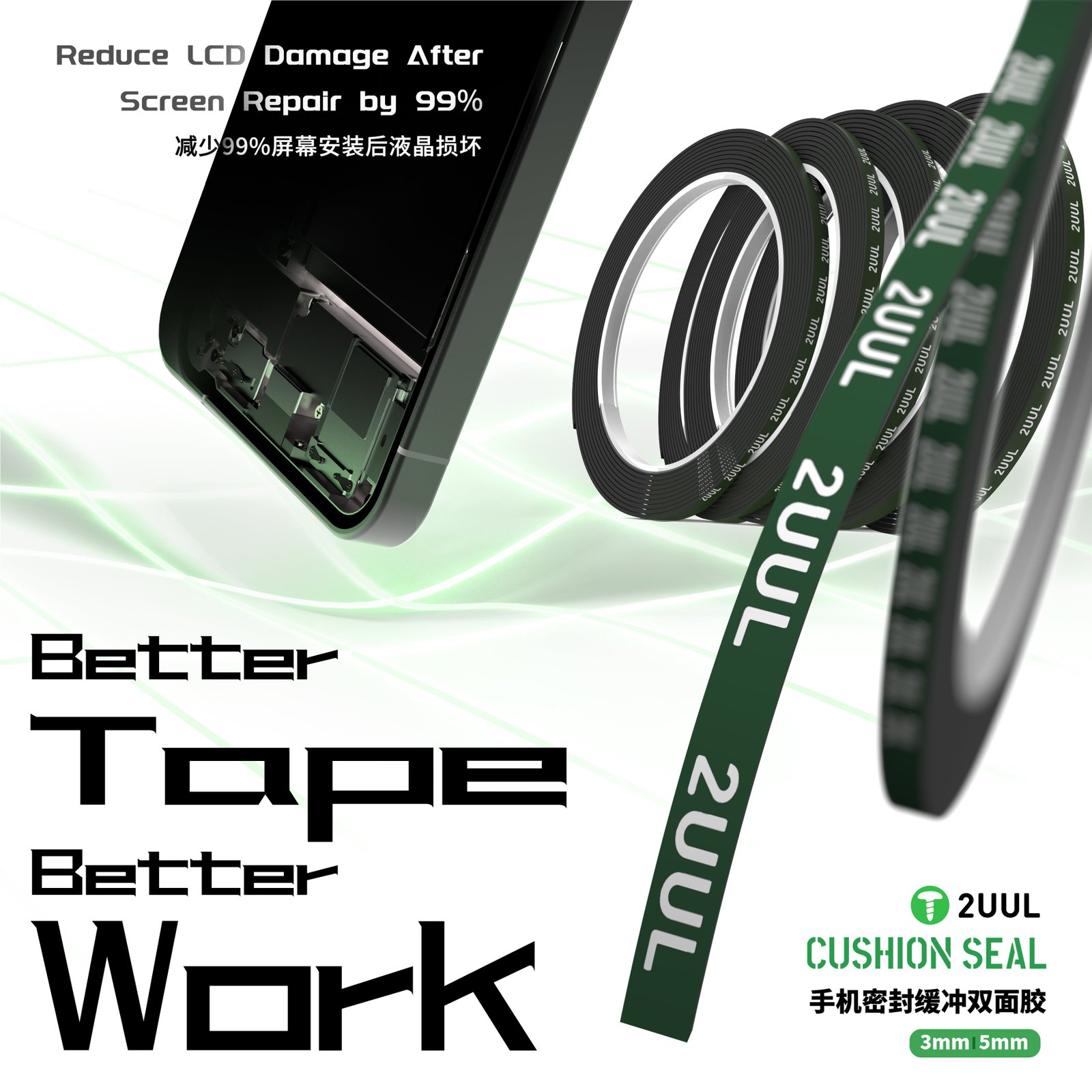 2UUL Cushion Seal Tape for Screen Frame & Back Cover 5mm