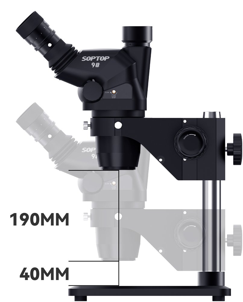 Soptop 9# 6.7-4.5X 150mm 360° Adjustable Trinocular Microscope with Aluminum Alloy Big Base