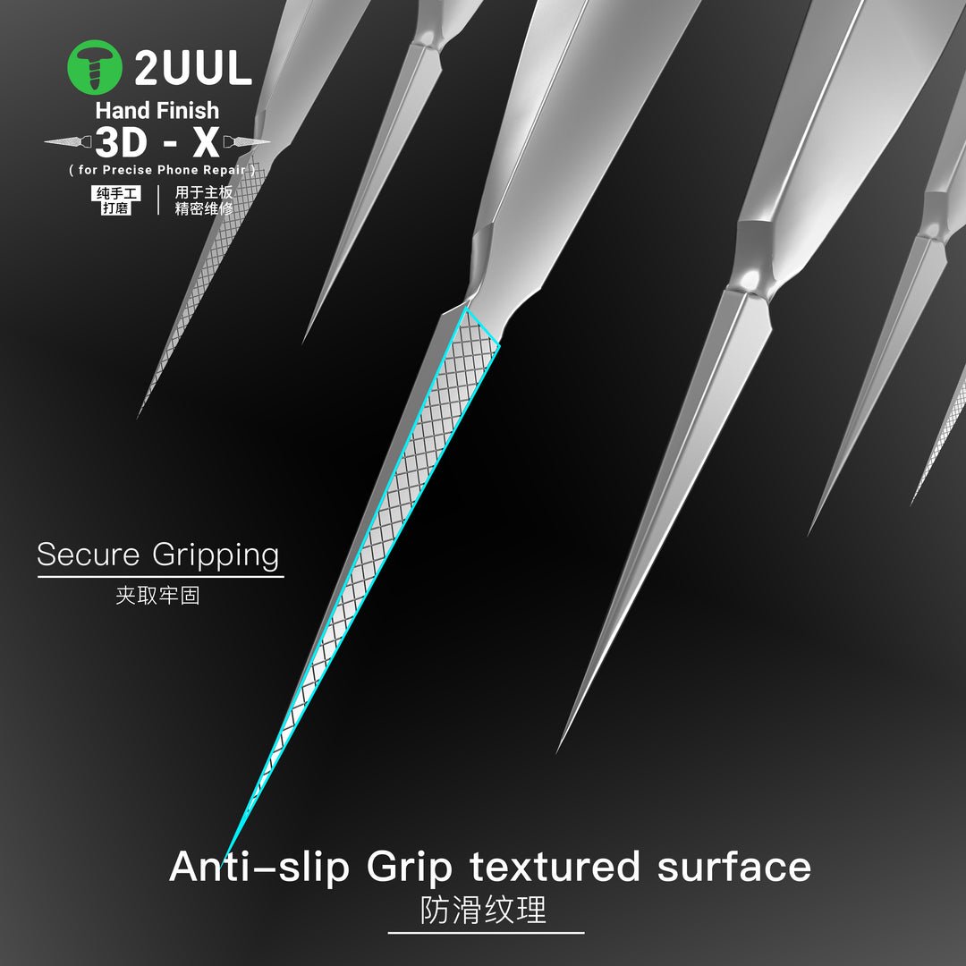 2UUL TW02 Hand Finish 3D-X Ornate-Patterned Tweezer for Phone Repair