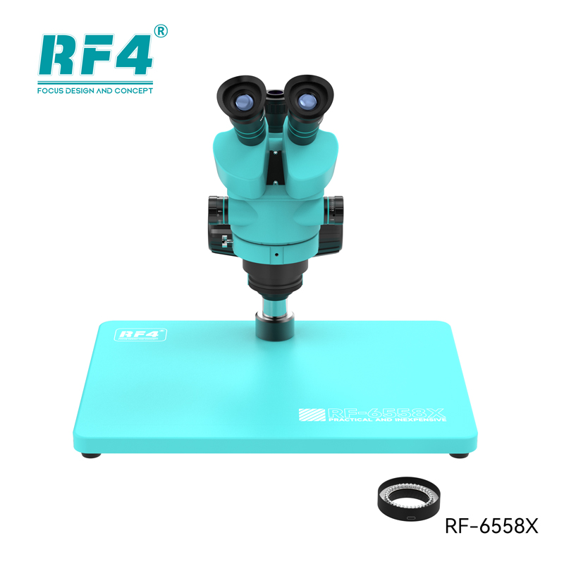 RF4 RF-6558X 6.5-58X Synchronous Trinocular Stereo Microscope with Large Base