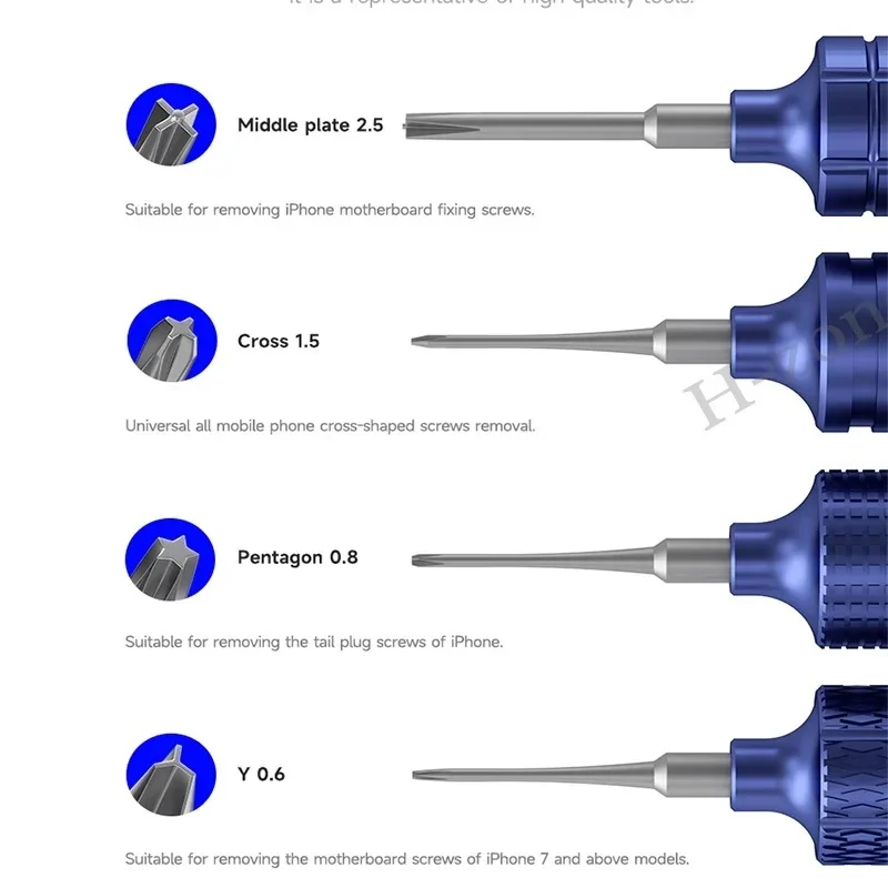 Mechanic Blue Armor 4-in-1 High Hardness Precision Magnetic Screwdriver Set 2.5 1.5 0.8 0.6
